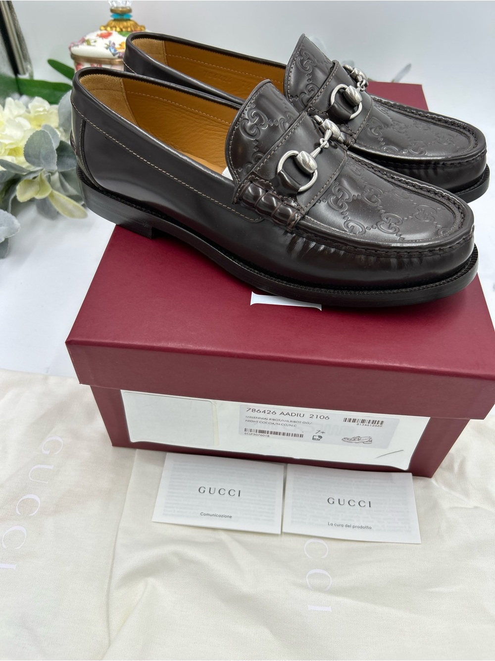 Men's Gucci KAVEH GG embossed leather loafers size 7.5 fits 8.5 US made in Italy - Picture 10 of 12